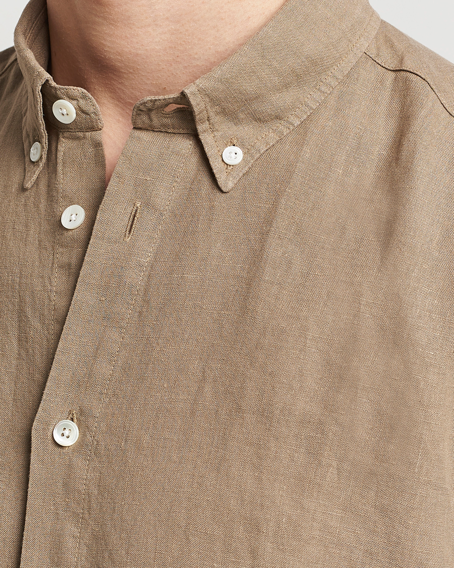 Men | Shirts | NN07 | Arne Linen Short Sleeve Shirt Greige