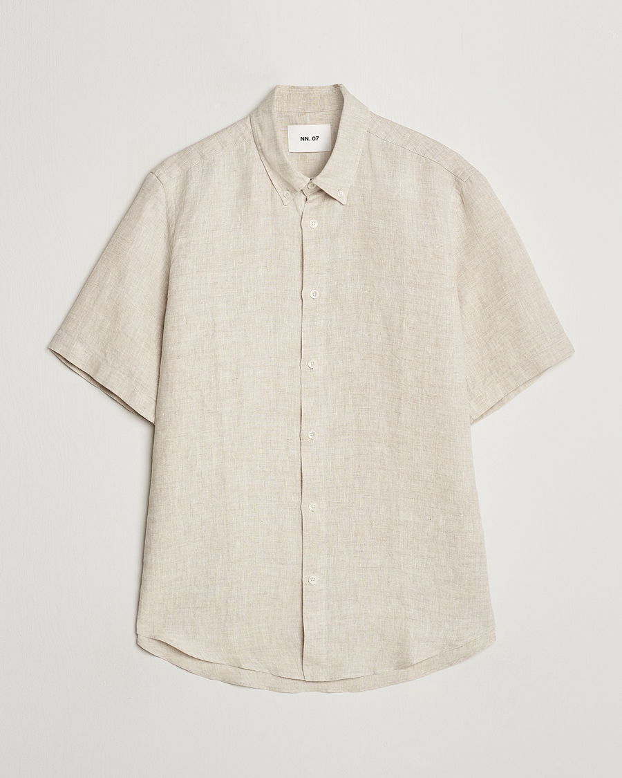 Men | Shirts | NN07 | Arne Linen Short Sleeve Shirt Oat