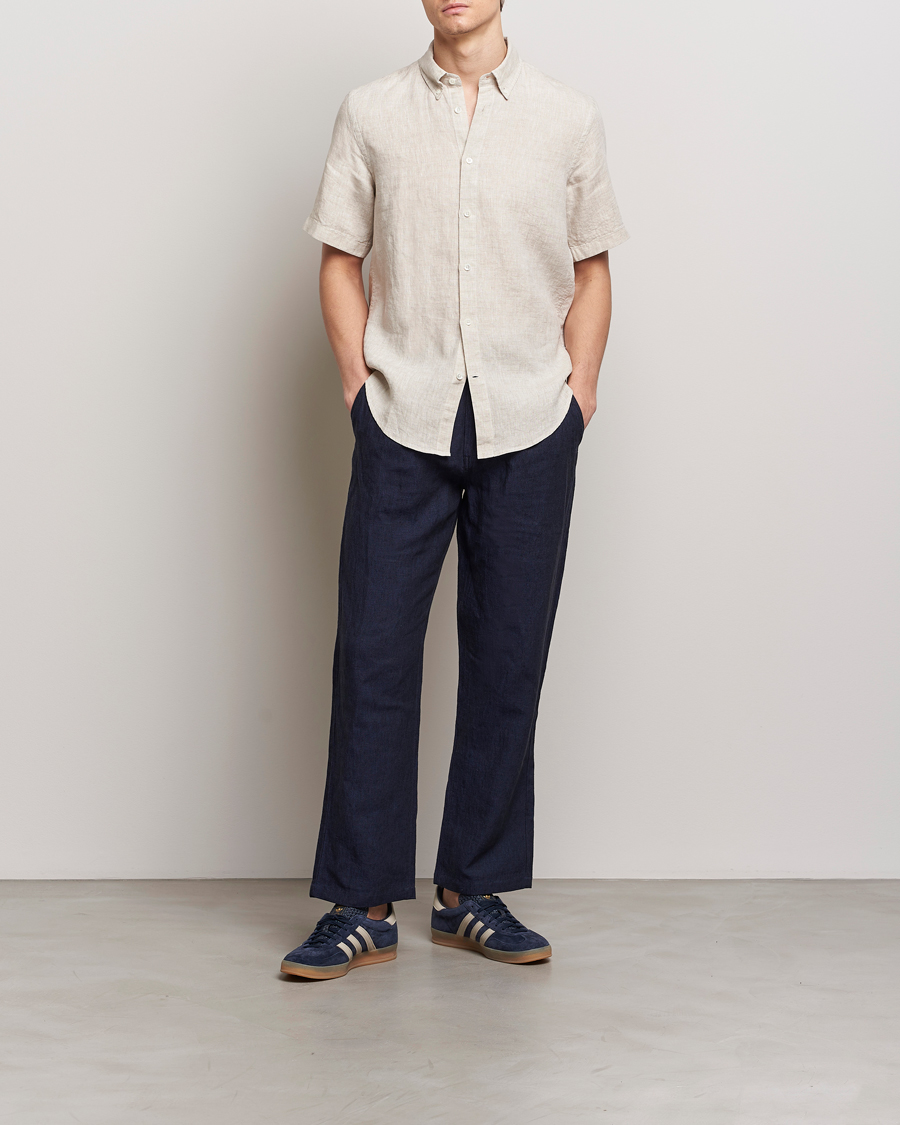 Men | Shirts | NN07 | Arne Linen Short Sleeve Shirt Oat