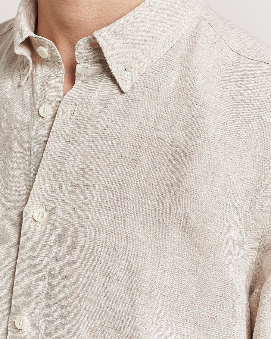 Men | Shirts | NN07 | Arne Linen Short Sleeve Shirt Oat