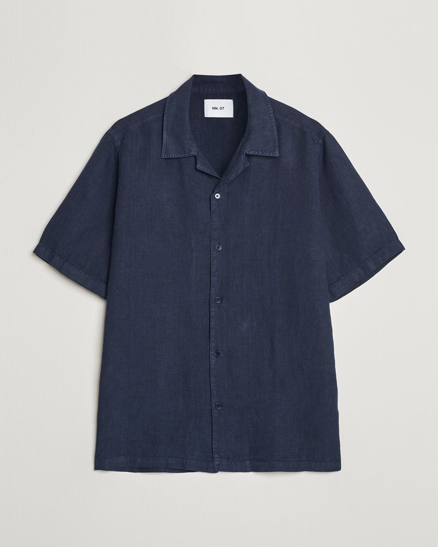 Men | Shirts | NN07 | Julio Linen Resort Shirt Navy Blue