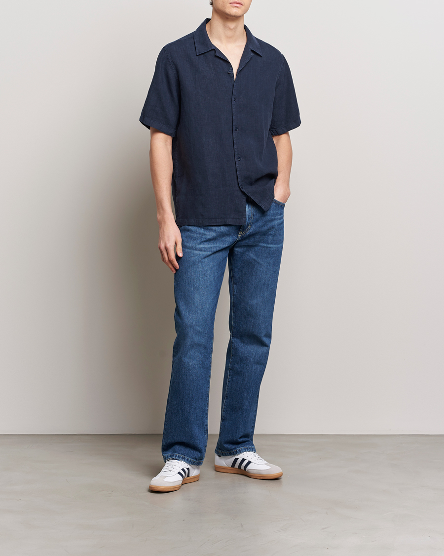Men | Shirts | NN07 | Julio Linen Resort Shirt Navy Blue