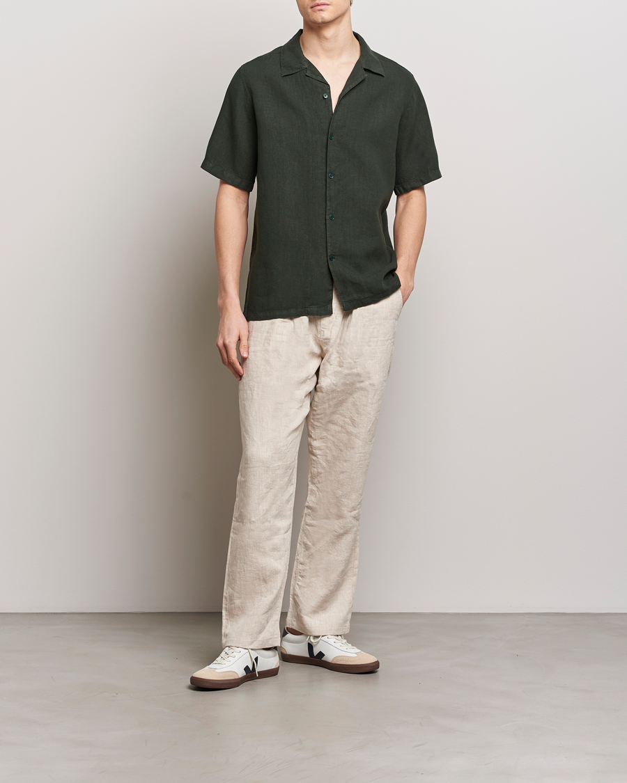 Men | Shirts | NN07 | Julio Linen Resort Shirt Rosin Green