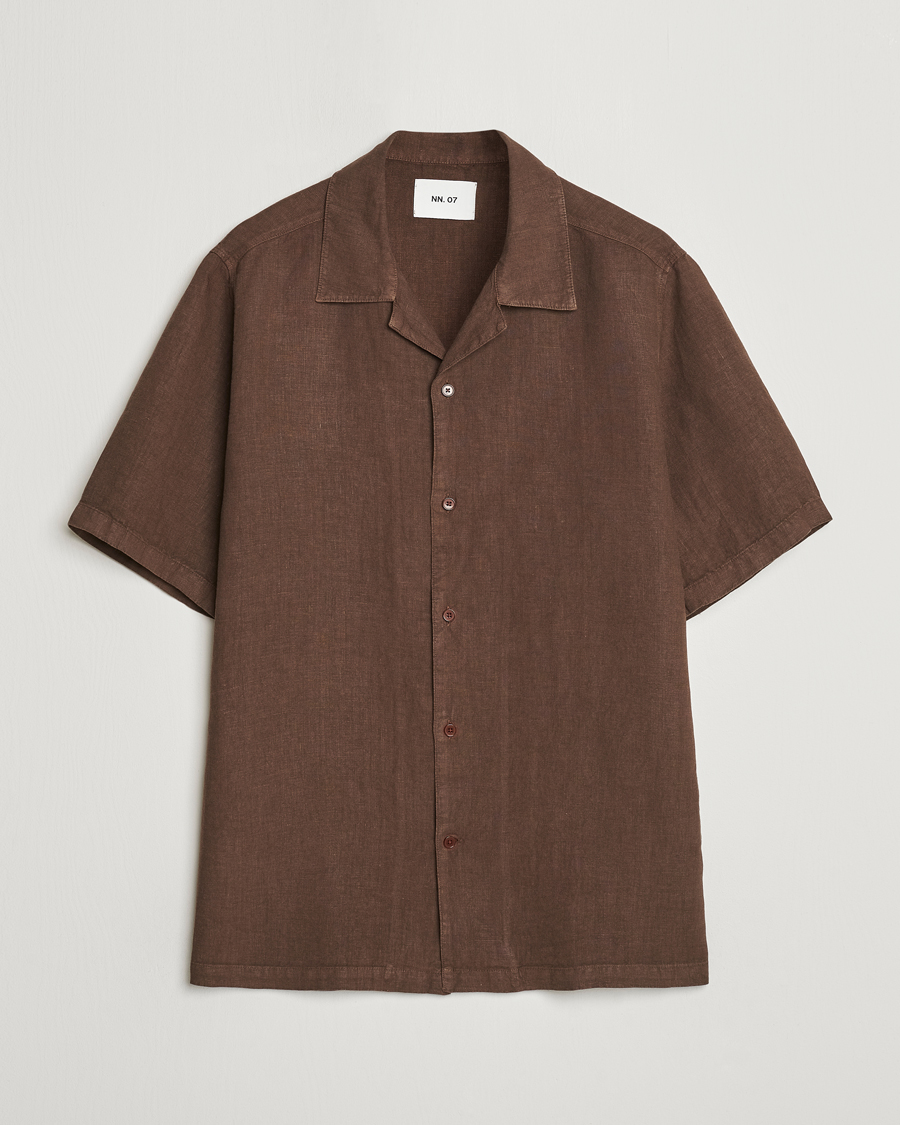Men | Shirts | NN07 | Julio Linen Resort Shirt Cocoa Brown