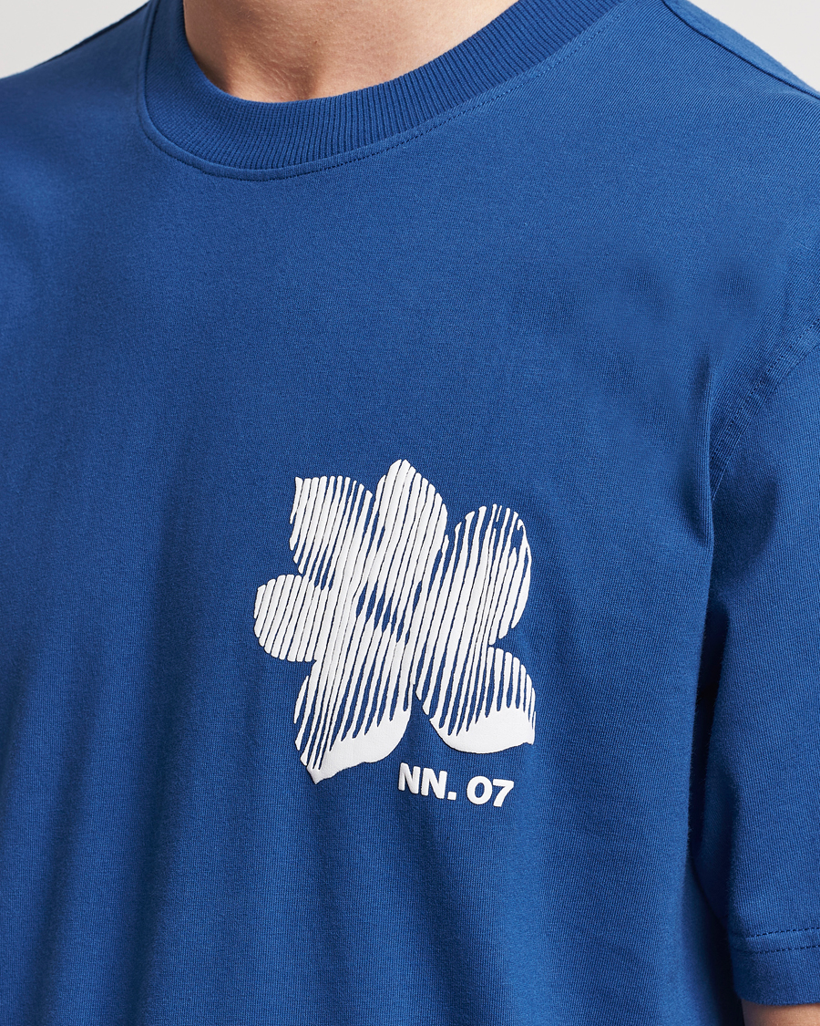 Men | T-Shirts | NN07 | Adam Printed Crew Neck T-Shirt Blue Quartz