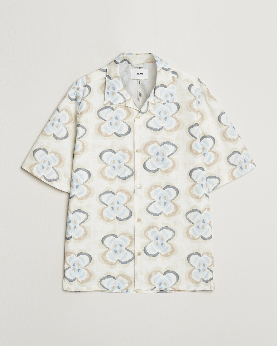 Men | Shirts | NN07 | Ole Printed Short Sleeve Shirt Ecru Multi