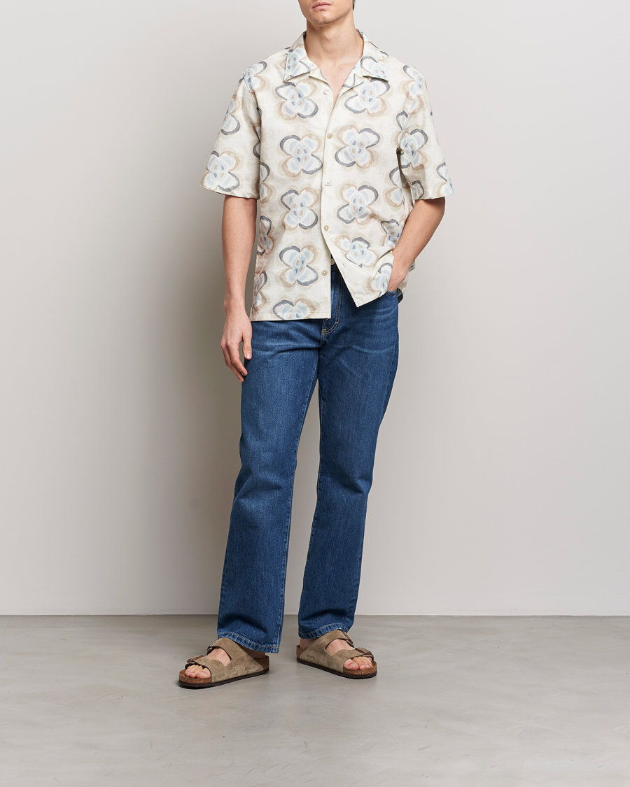 Men | Shirts | NN07 | Ole Printed Short Sleeve Shirt Ecru Multi