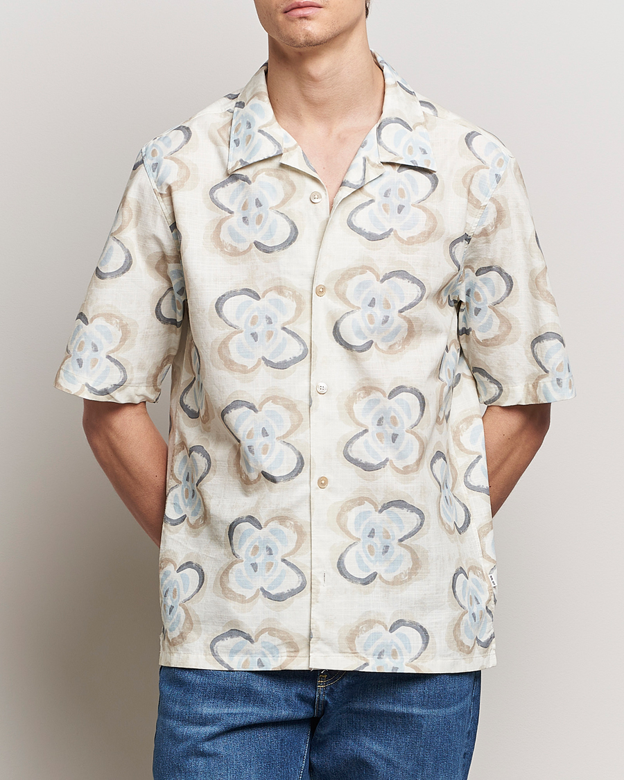 Men | Shirts | NN07 | Ole Printed Short Sleeve Shirt Ecru Multi