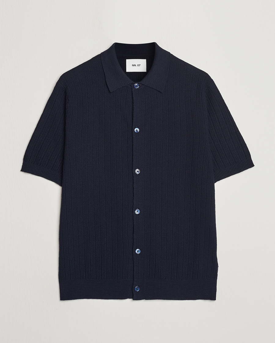 Men | Shirts | NN07 | Nolan Knitted Shirt Sleeve Shirt Navy Blue