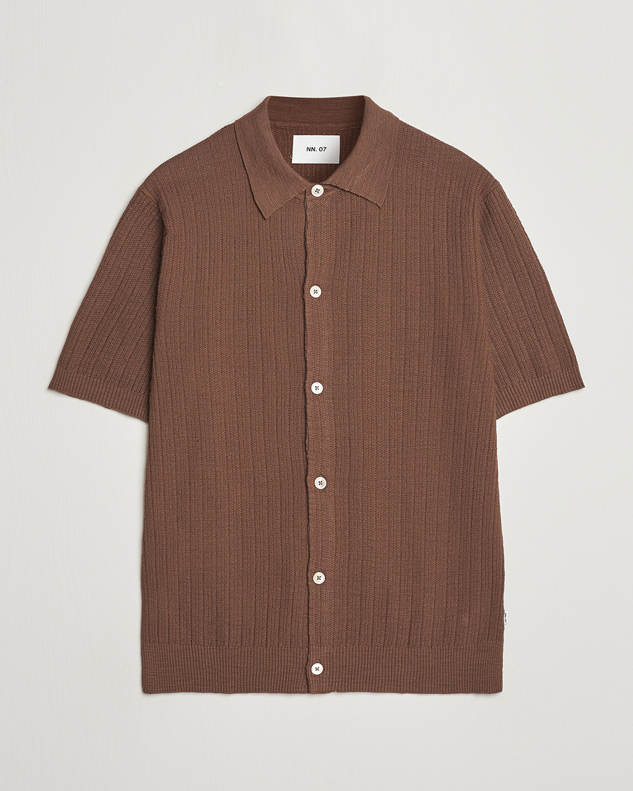 Men | Shirts | NN07 | Nolan Knitted Shirt Sleeve Shirt Cocoa Brown