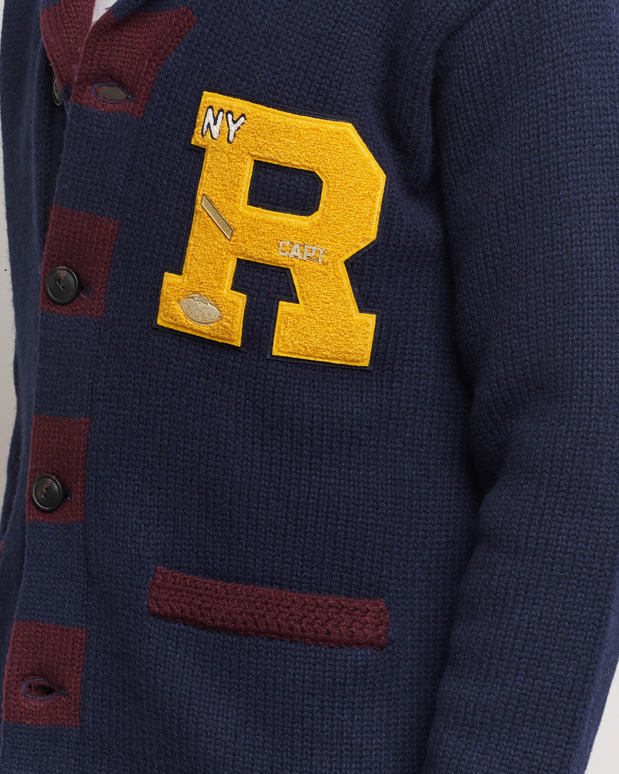 Men | Sweaters & Knitwear | Polo Ralph Lauren | Varsity Wool Shawl Cardigan Aviator Navy Combo