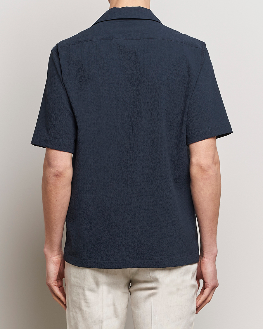 Men | Shirts | Oscar Jacobson | Hanks Reg Seersucker Shirt Navy