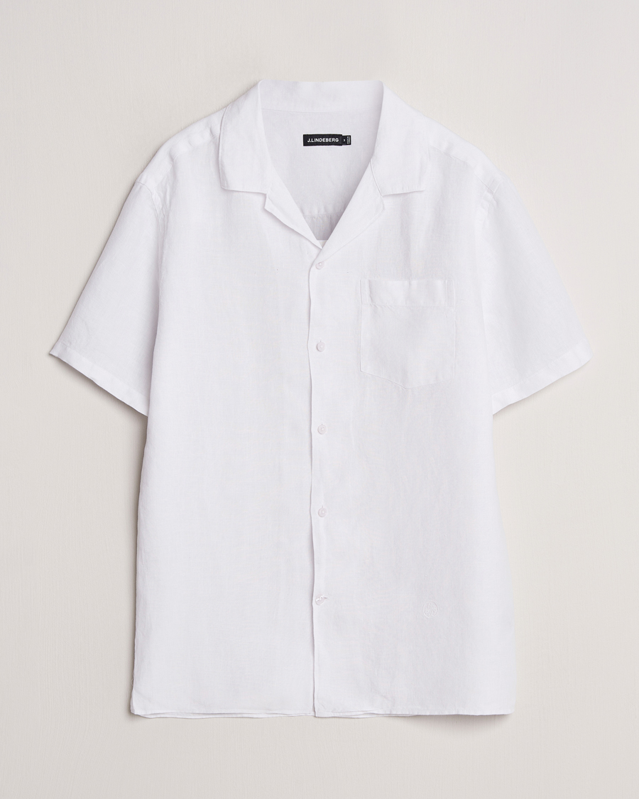 Men | Shirts | J.Lindeberg | Elio Linen Melange Shirt White