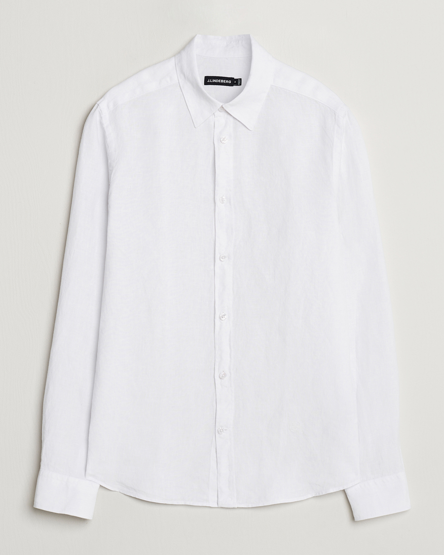 Men | Shirts | J.Lindeberg | Slim Linen Melange Shirt White