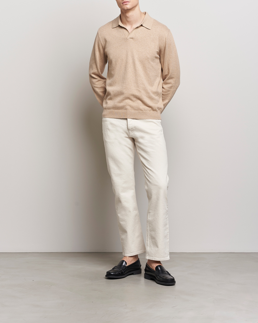 Men | Sweaters & Knitwear | A Day's March | Manol Cotton Linen Polo Khaki