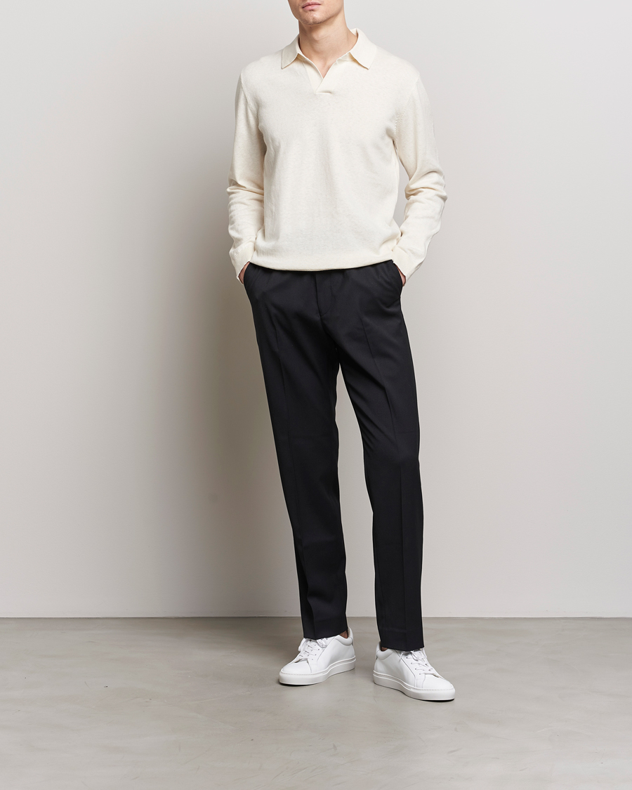 Men | Sweaters & Knitwear | A Day's March | Manol Cotton Linen Polo Off White
