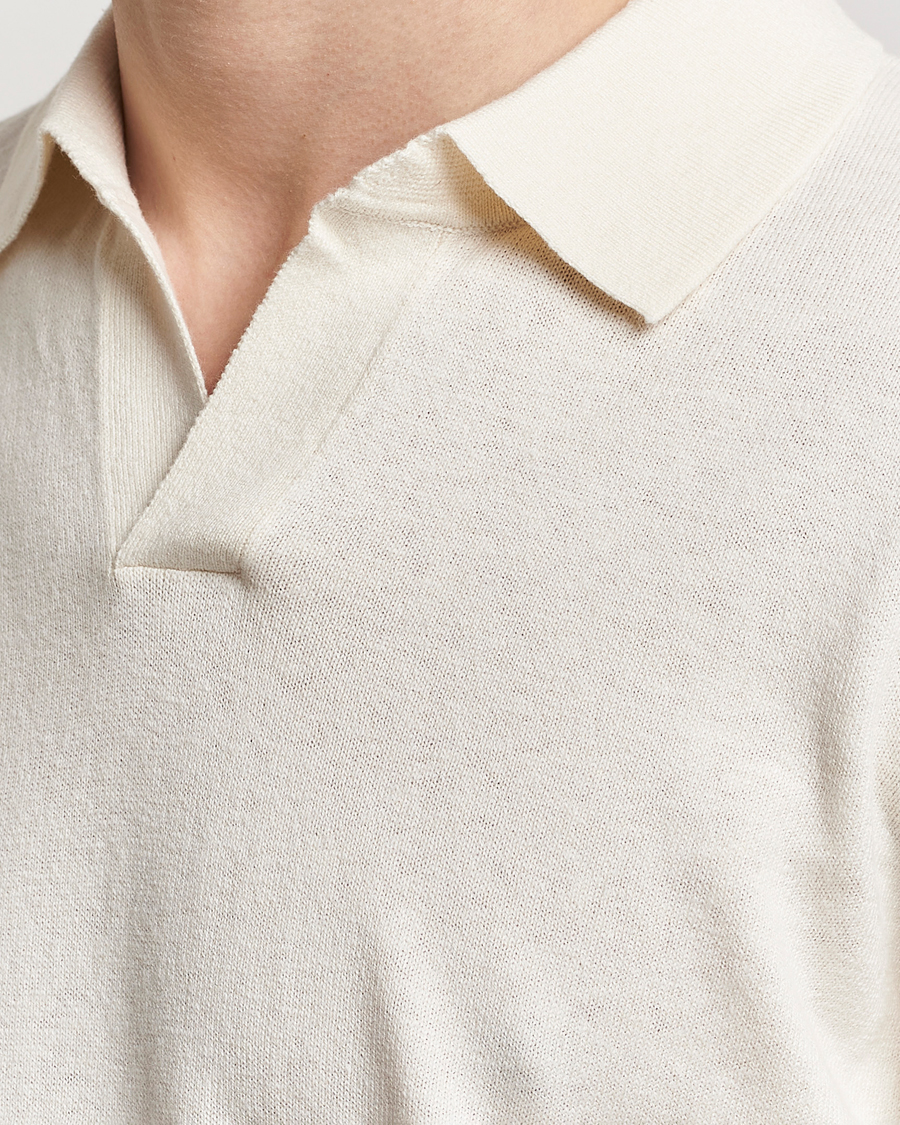 Men | Sweaters & Knitwear | A Day's March | Manol Cotton Linen Polo Off White