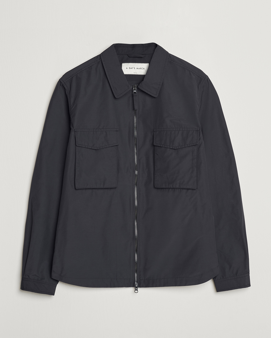 Men | Shirts | A Day's March | Buxton Nylon Overshirt Black