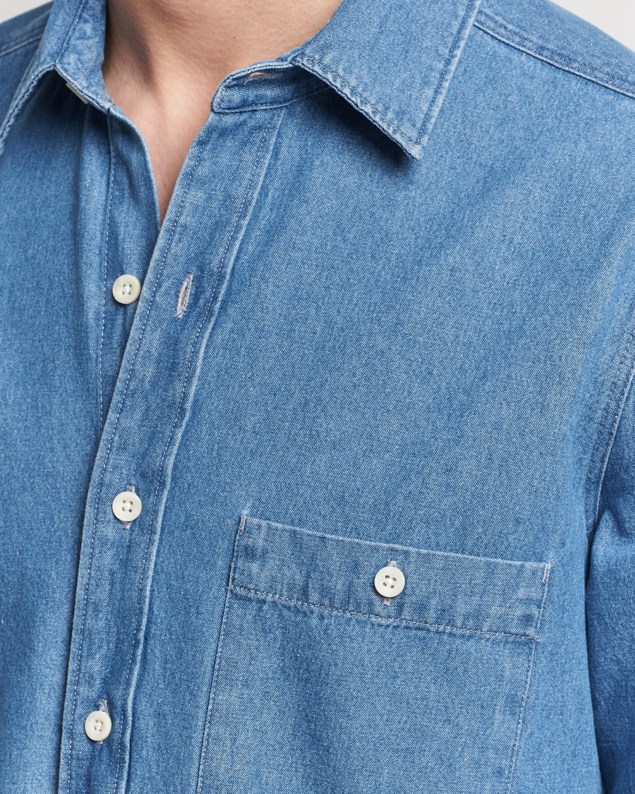 Men | Shirts | A Day's March | Mason Denim Shirt Light Blue