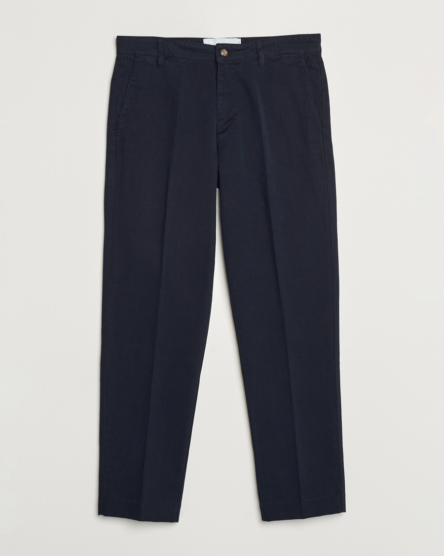 Men | Trousers | A Day's March | Miller Cotton Lyocell Trousers Navy