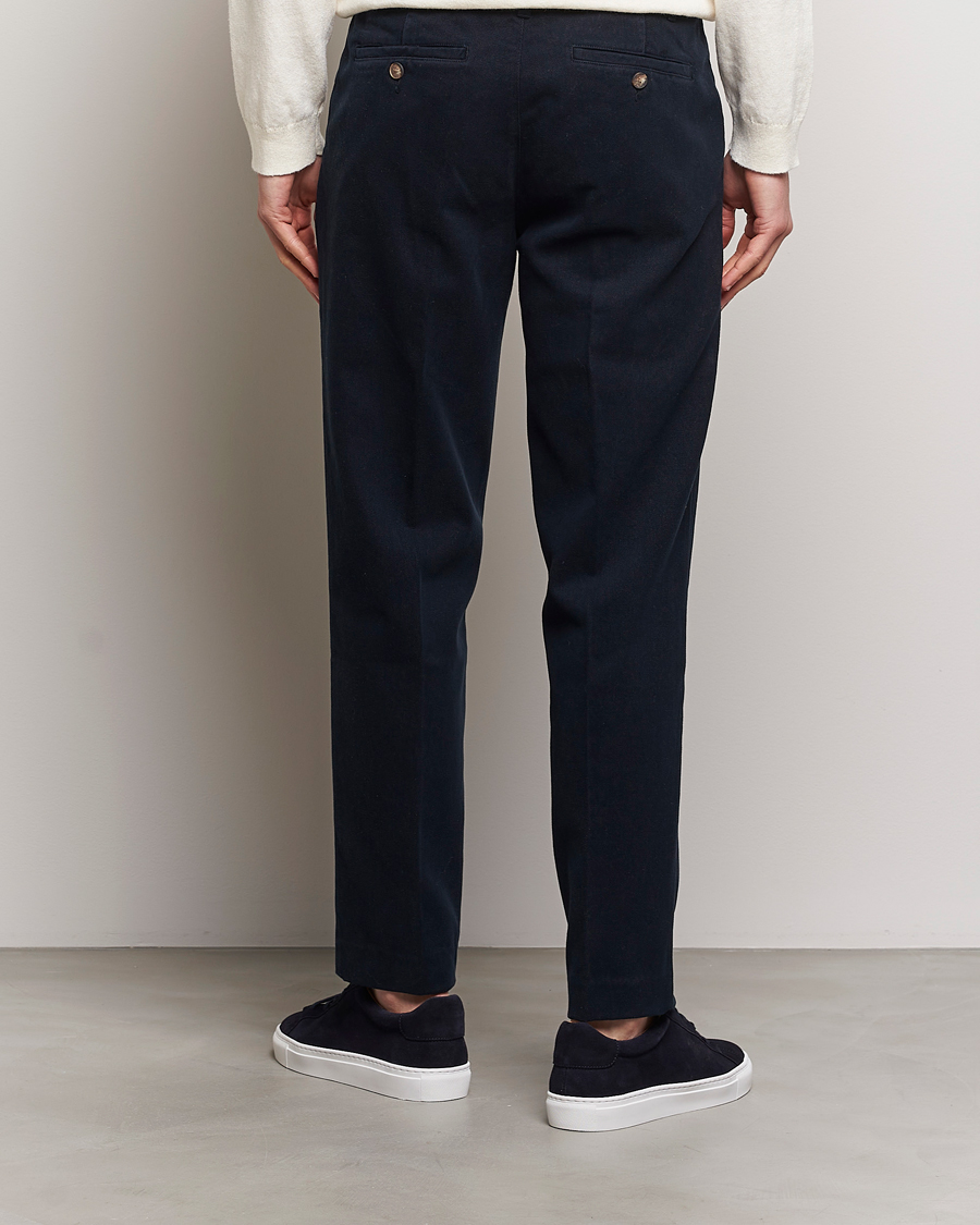Men | Trousers | A Day's March | Miller Cotton Lyocell Trousers Navy