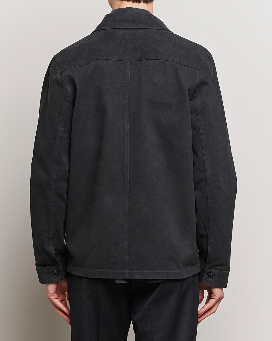 Men | Shirts | A Day's March | Patch Pocket Sturdy Twill Overshirt Off Black