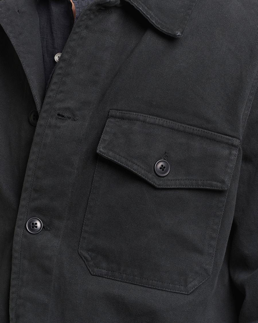 Men | Shirts | A Day's March | Patch Pocket Sturdy Twill Overshirt Off Black