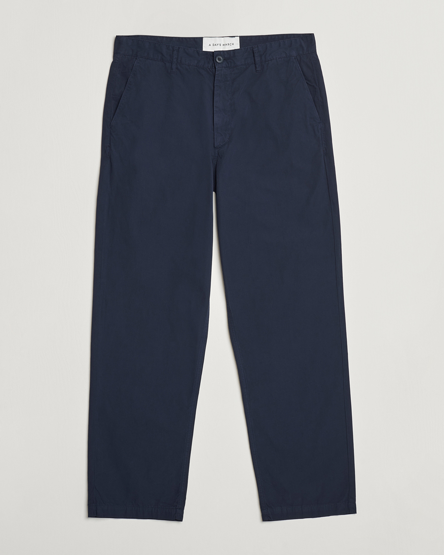 Men | Trousers | A Day's March | Redwood Light Cotton Trousers Navy