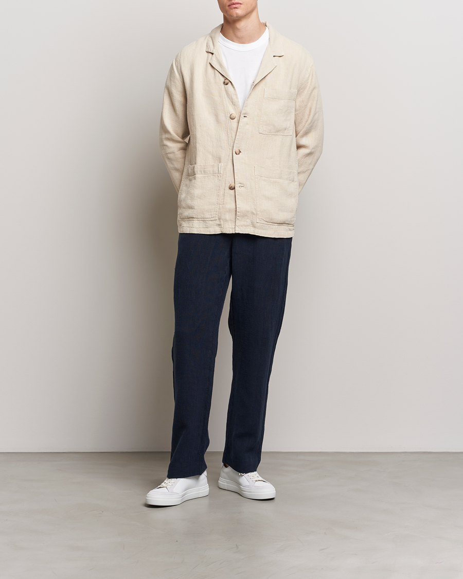 Men | Coats & Jackets | A Day's March | Banagher Linen Overshirt Oyster
