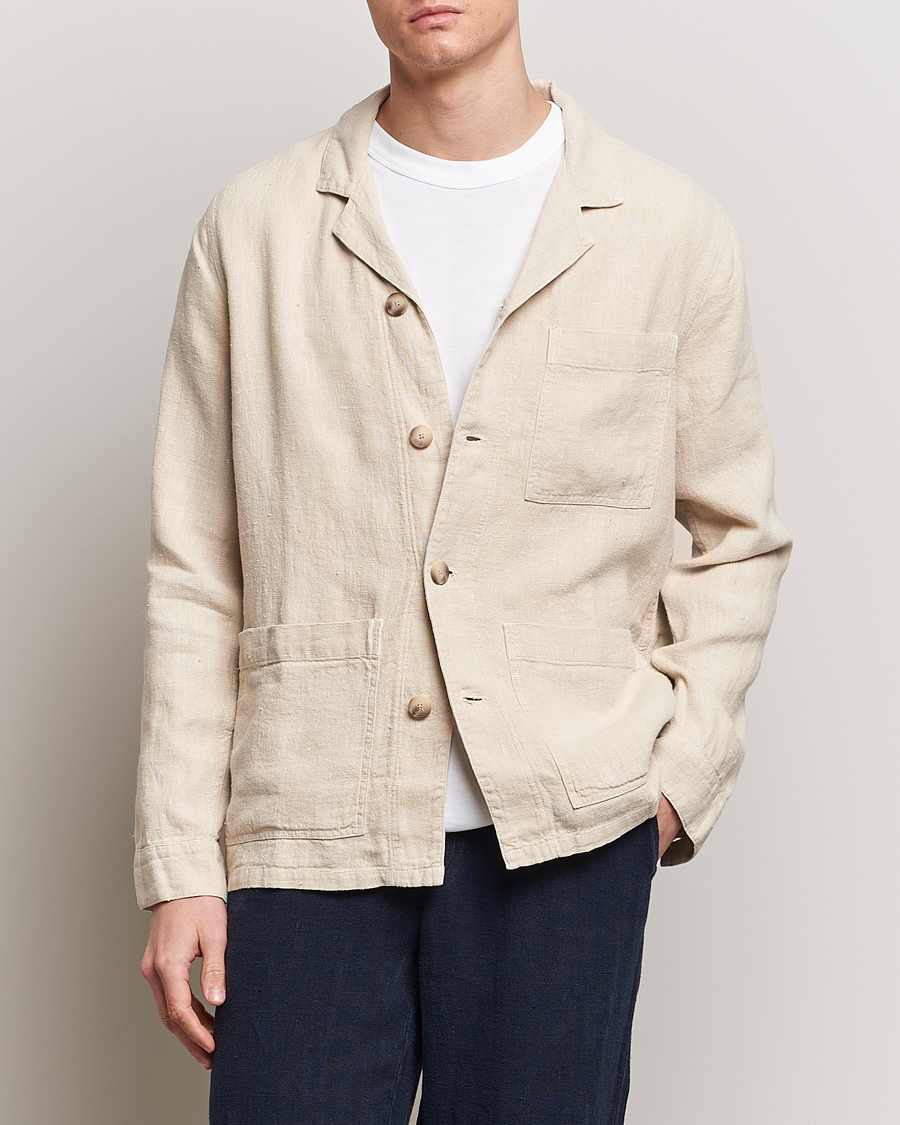 Men | Coats & Jackets | A Day's March | Banagher Linen Overshirt Oyster