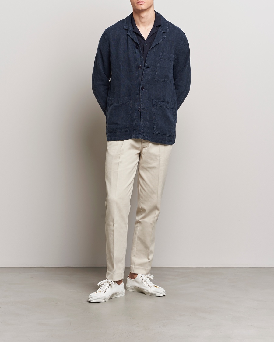 Men | Coats & Jackets | A Day's March | Banagher Linen Overshirt Navy