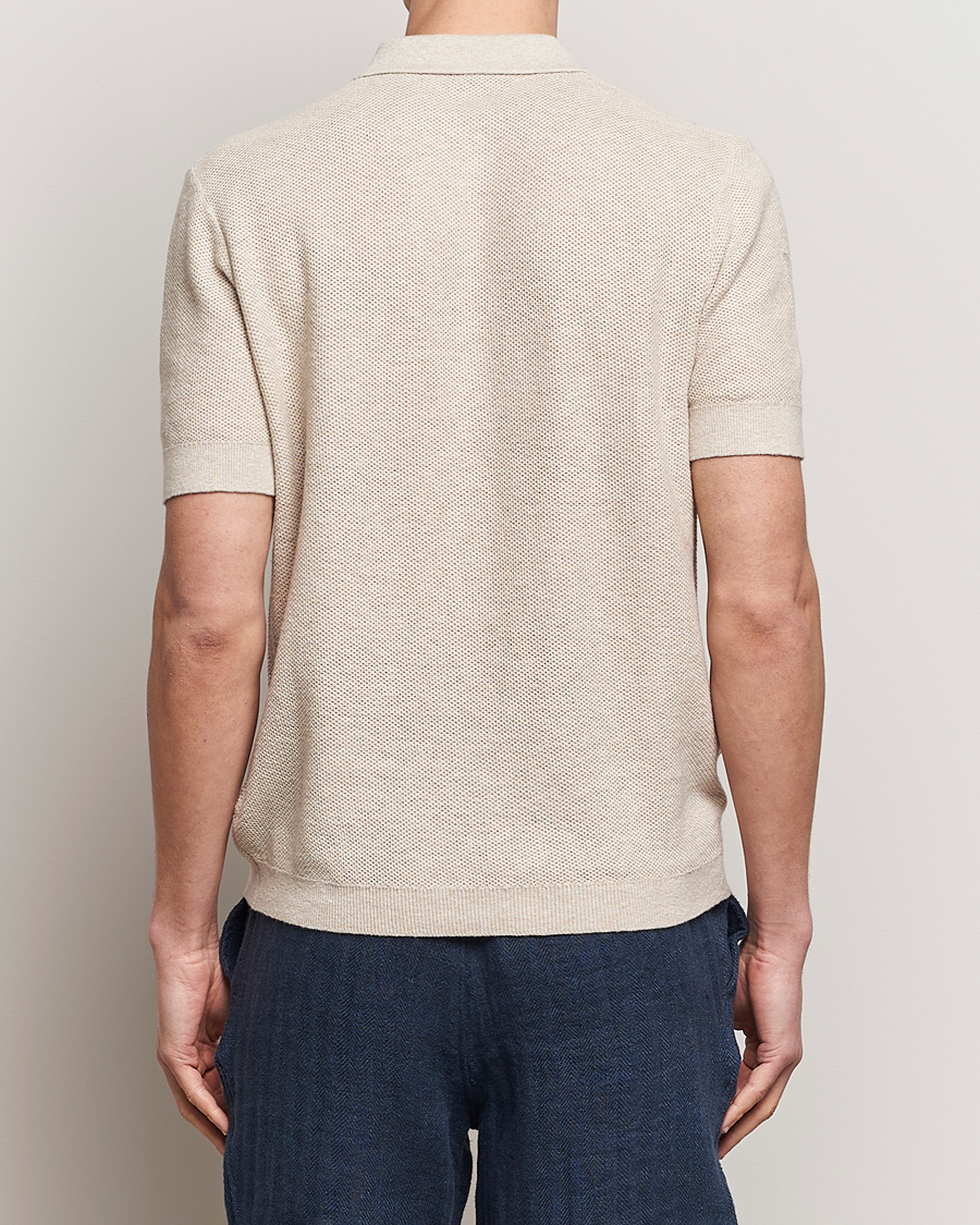 Men | Polo Shirts | A Day's March | Rosehall Popcorn Stitch Polo Sand