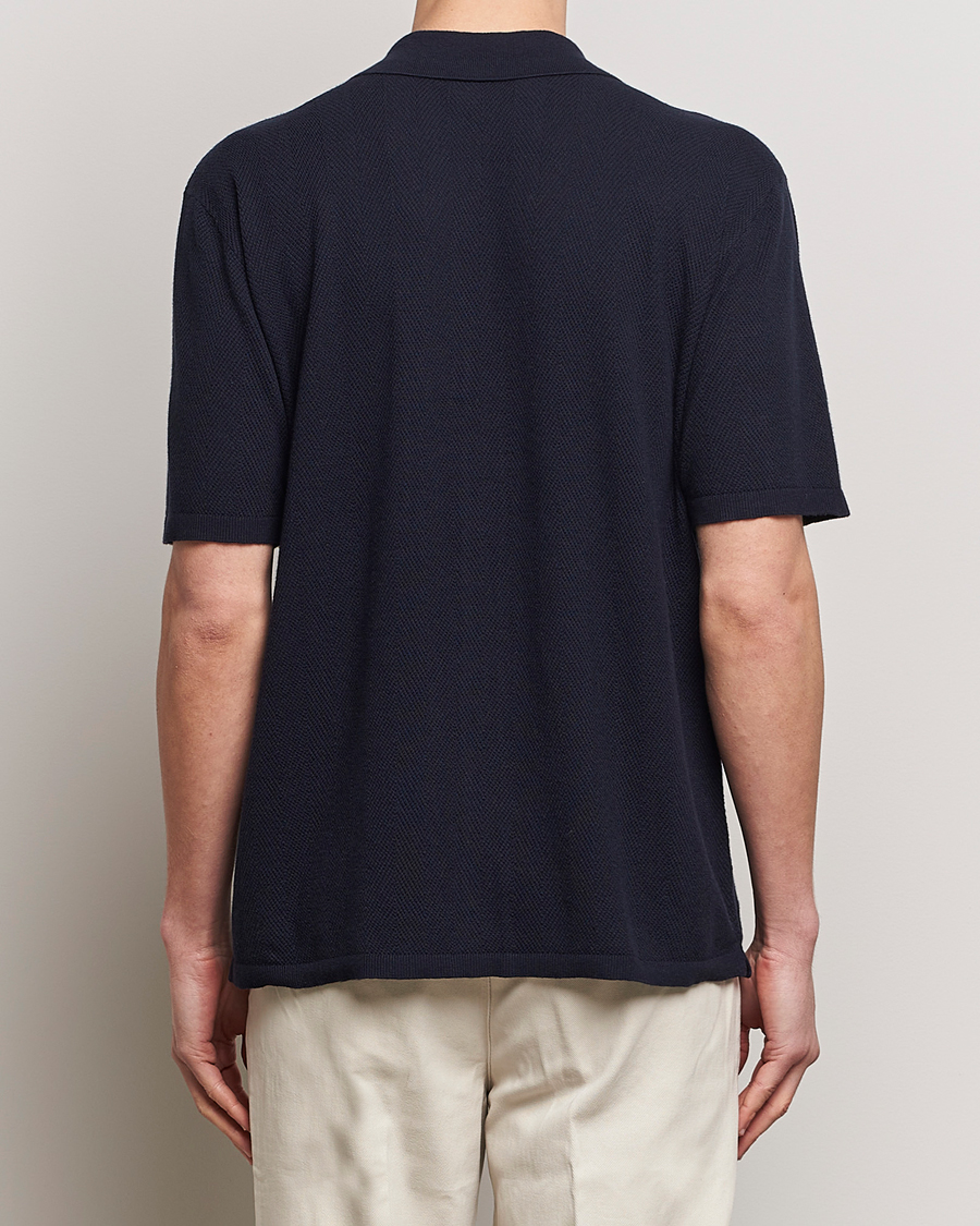 Men | Shirts | A Day's March | Yamu Knitted Herringbone Shirt Navy