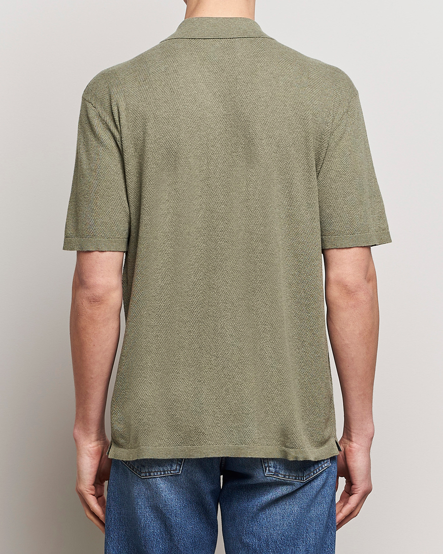 Men | Shirts | A Day's March | Yamu Knitted Herringbone Shirt Olive