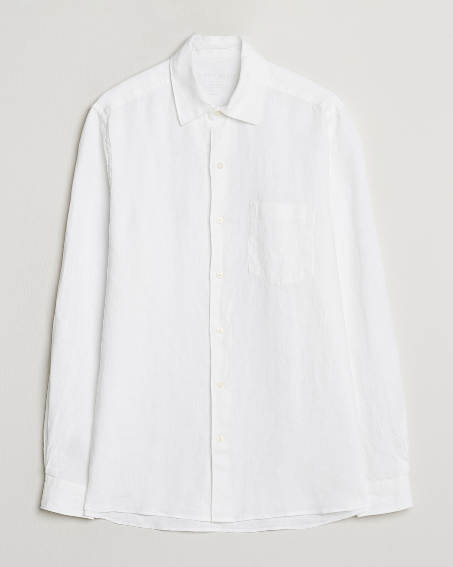 Men | Shirts | A Day's March | Abu Linen Shirt White