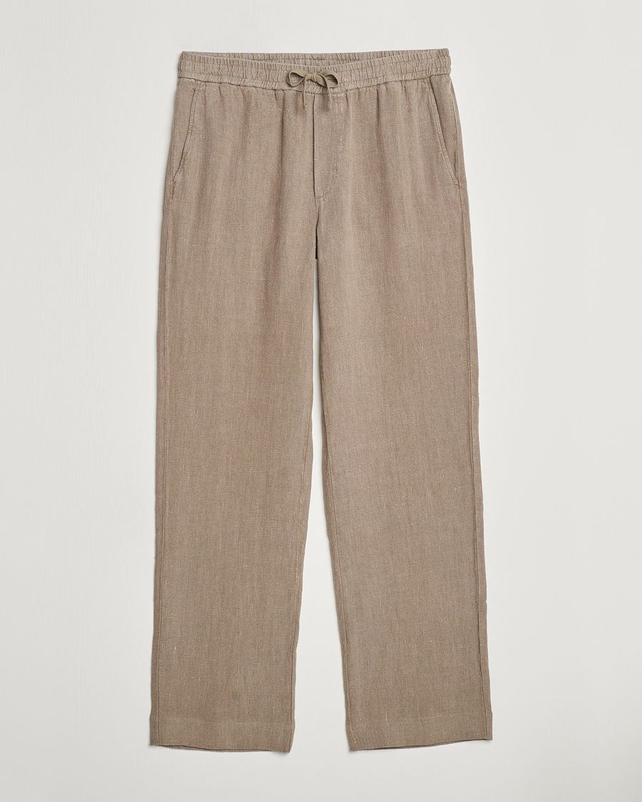 Men | Trousers | A Day's March | Tamiat Drawstring Linen Trousers Clay
