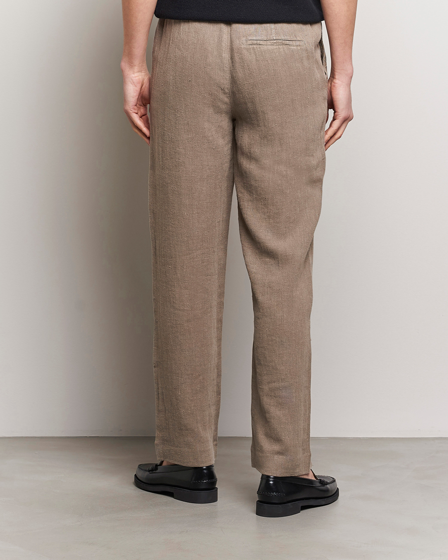 Men | Trousers | A Day's March | Tamiat Drawstring Linen Trousers Clay