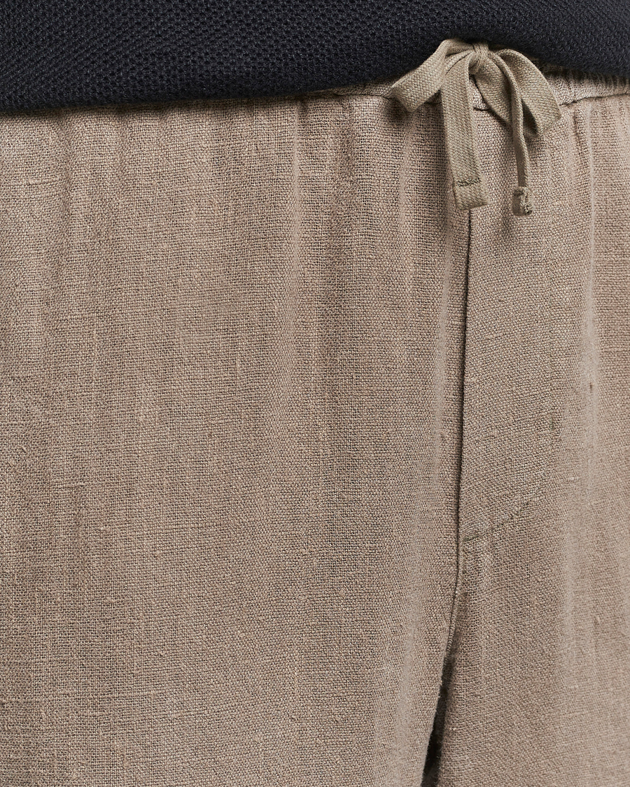 Men | Trousers | A Day's March | Tamiat Drawstring Linen Trousers Clay