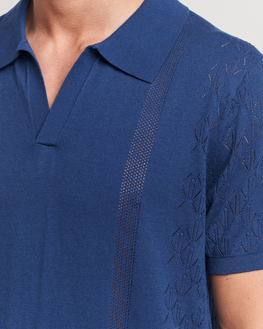 Men | Polo Shirts | J.Lindeberg | Ringo Open Collar Estate Blue