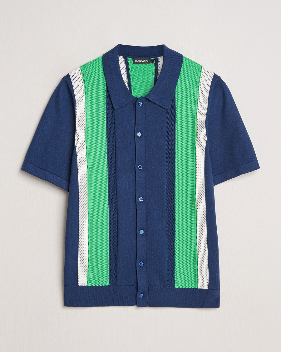 Men | Shirts | J.Lindeberg | Reymond Structure Knit Estate Blue