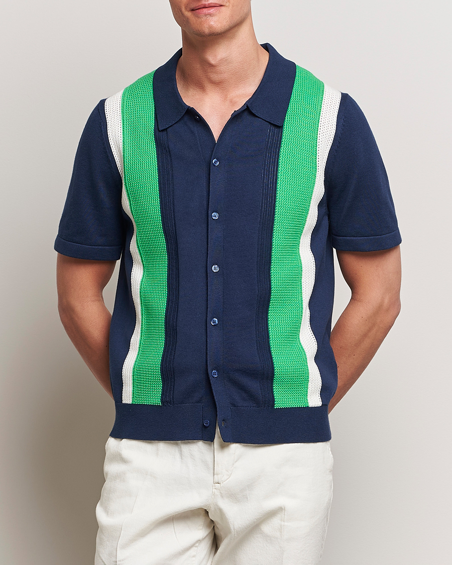 Men | Shirts | J.Lindeberg | Reymond Structure Knit Estate Blue