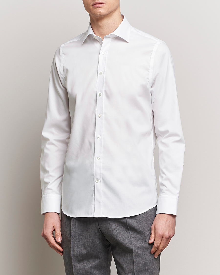 Men | Shirts | Oscar Jacobson | Slim Fit Cut Away Non Iron Twill Optical White
