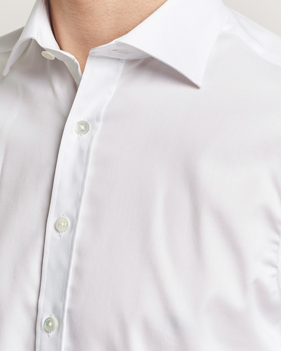 Men | Shirts | Oscar Jacobson | Slim Fit Cut Away Non Iron Twill Optical White