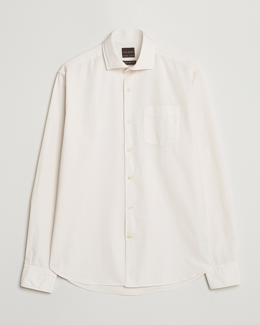 Men | Shirts | Oscar Jacobson | Reg Fit Wide Spread C GD Twill Ecru White