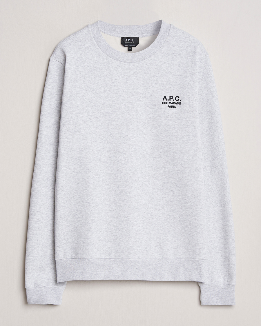 Men | Sweaters & Knitwear | A.P.C. | Rue Madame Sweatshirt Heather Grey/Black