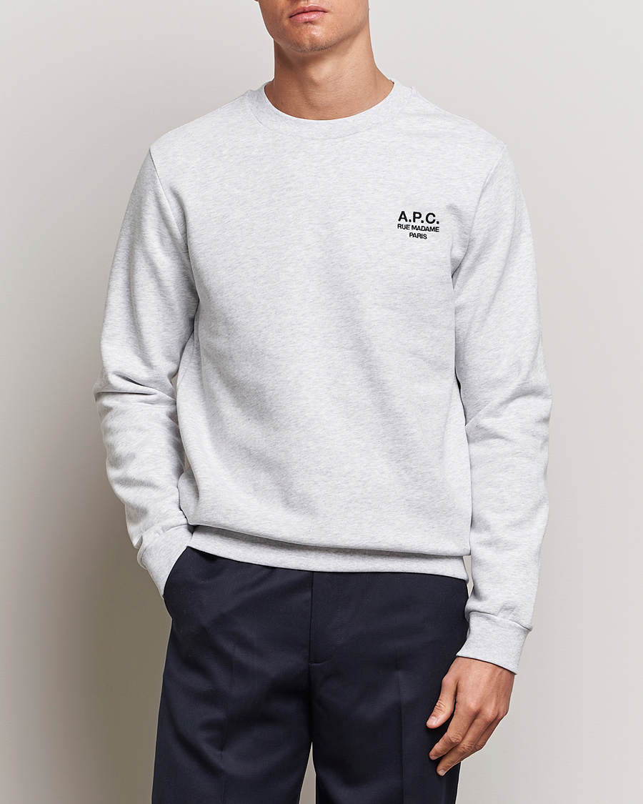 Men | Sweaters & Knitwear | A.P.C. | Rue Madame Sweatshirt Heather Grey/Black