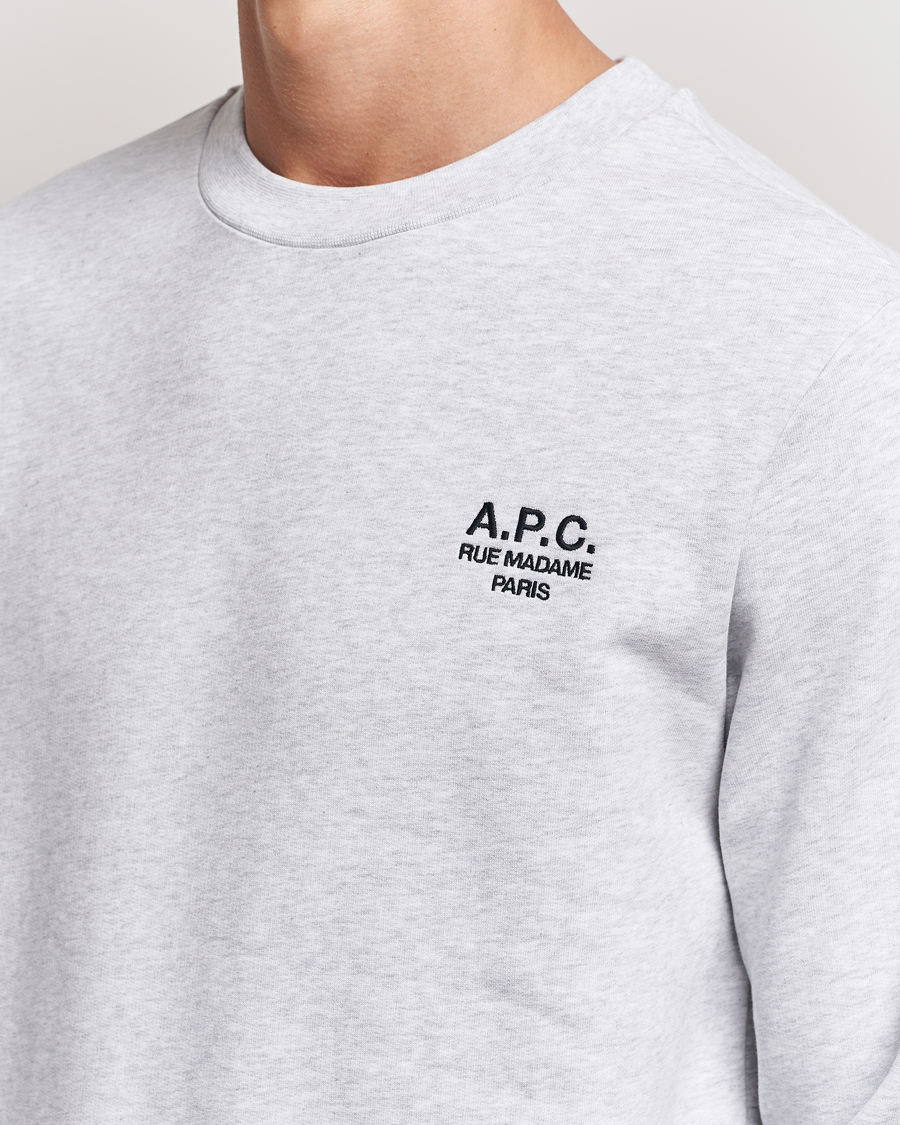 Men | Sweaters & Knitwear | A.P.C. | Rue Madame Sweatshirt Heather Grey/Black