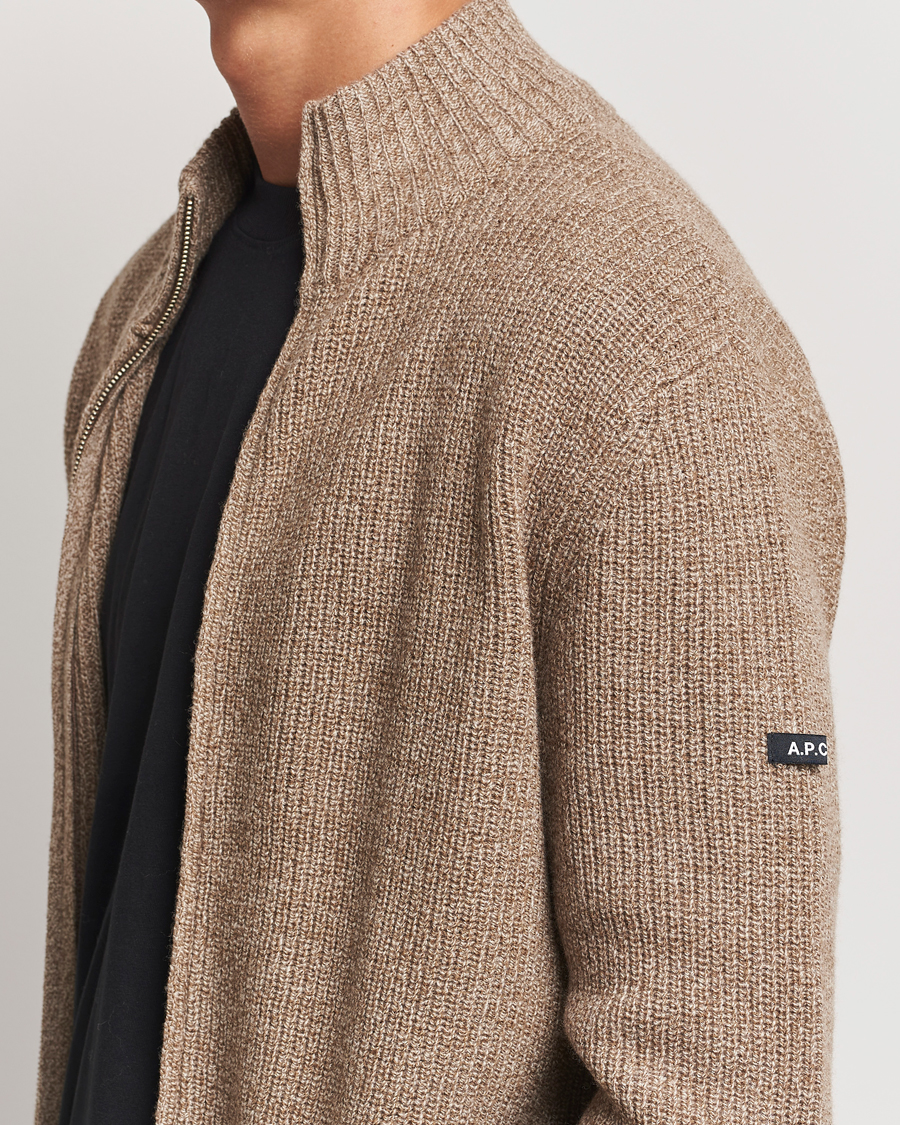 Men | Sweaters & Knitwear | A.P.C. | Heath Merino Wool Cardigan Marron Chine