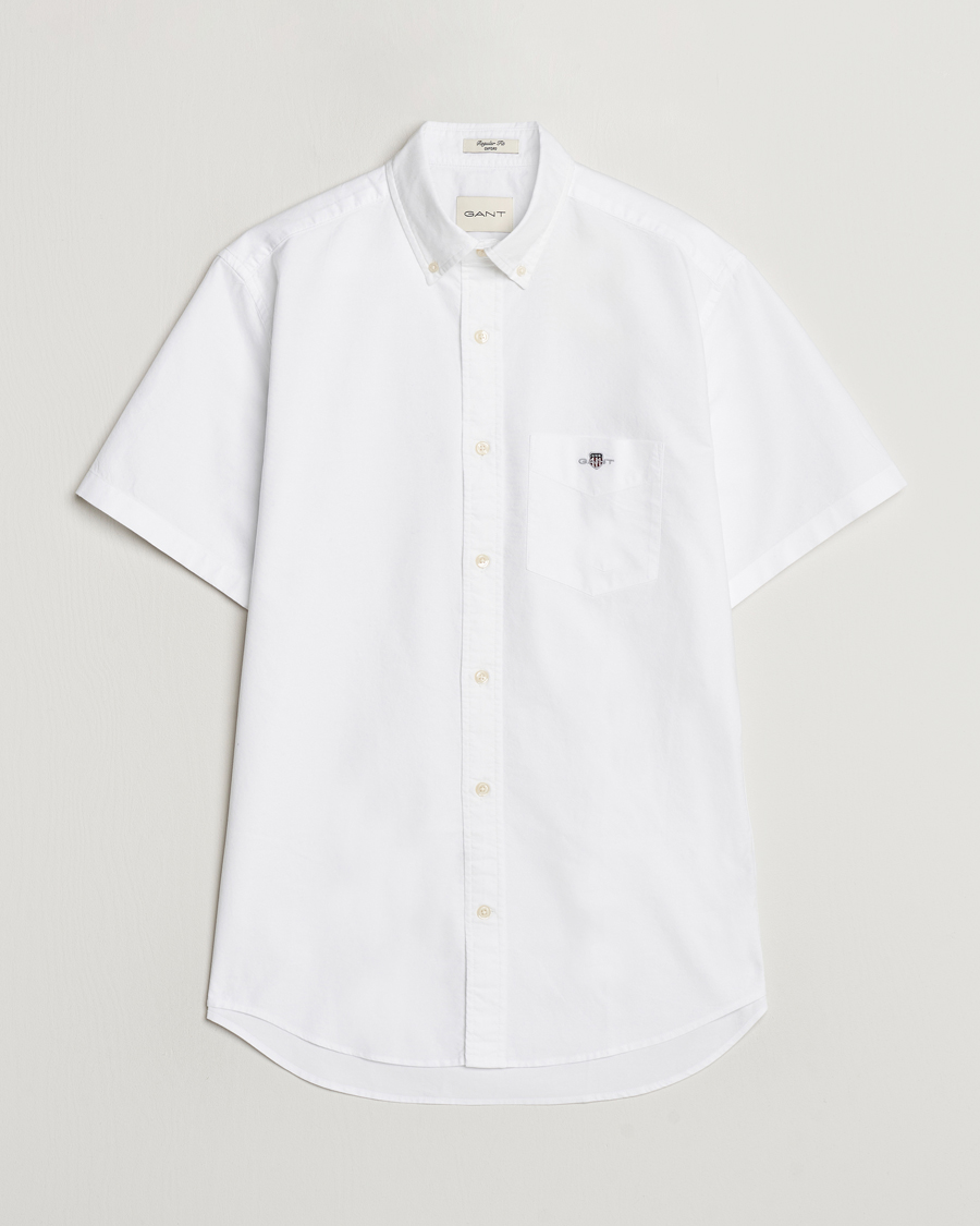 Men | Shirts | GANT | Regular Short Sleeve Oxford Shirt White