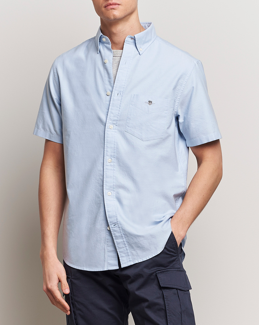 Men | Shirts | Gant | Regular Short Sleeve Oxford Shirt Light Blue